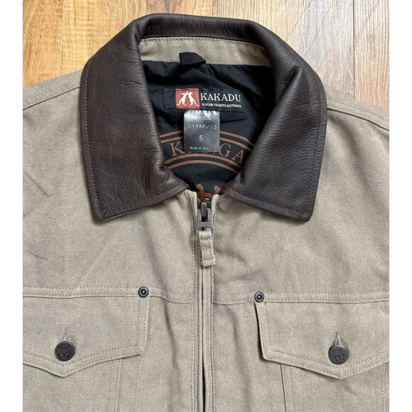 KAKADU Traders Australia Brown Concealed Carry Canvas Vest Leather Trim‎ S EUC - Picture 5 of 15